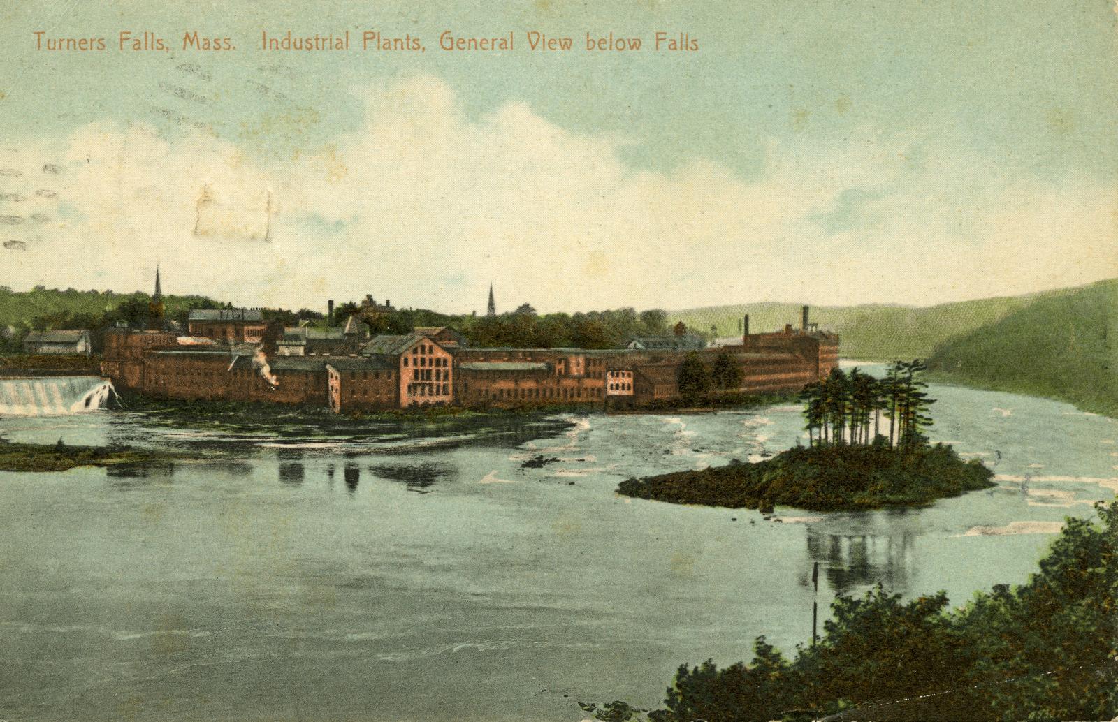 Turners Falls, Mass. Industrial Plants, General View below Falls